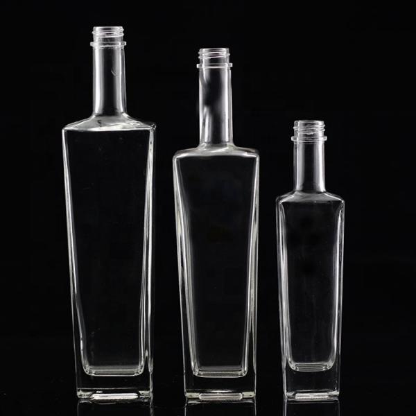 Bouteille de verre transparente ou personnalisée 250 ml 500 ml 700 ml 750 ml Bouteille de verre carré