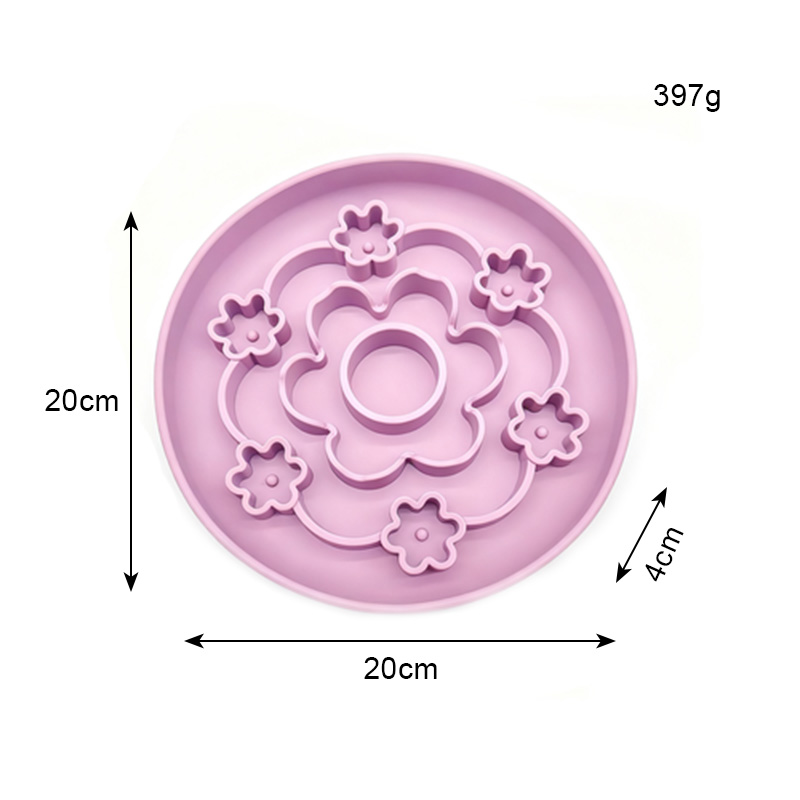Anti-Choking Eco-friendly Silicone Solid Pattern Slow Feeder Dog Bowl with Suction Cup for Dogs