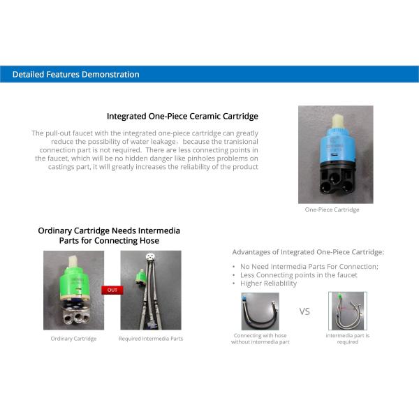 Кран раковины патрона кран IPX5 CUPC кухни тройного спрейера режима гибкий керамический