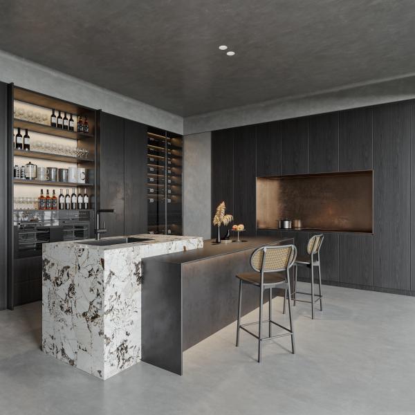 Armoires de cuisine de style italien en bois sur mesure