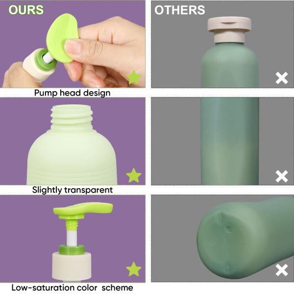 Umetass Green Travel Shampoo and Conditioner Bottle With Pump Cosmetic Packaging