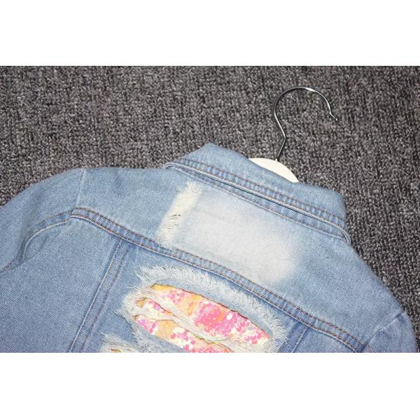 Spring 80CM 31.5in Childrens Jean Personalised Denim Jacket With Frosted Hole