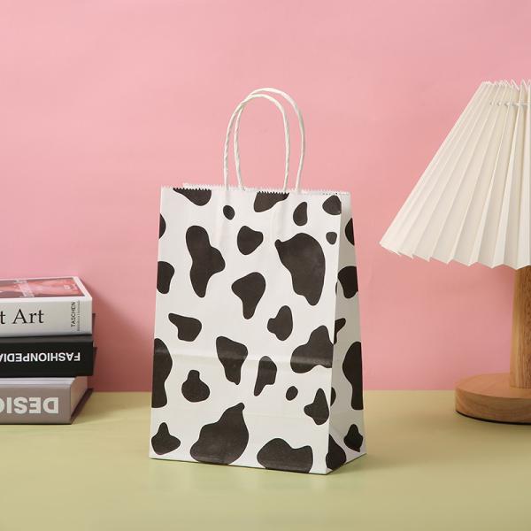 Custom Color Leopard Print Kraft Paper Striped Cartoon Party Reception Paper Gift Bag