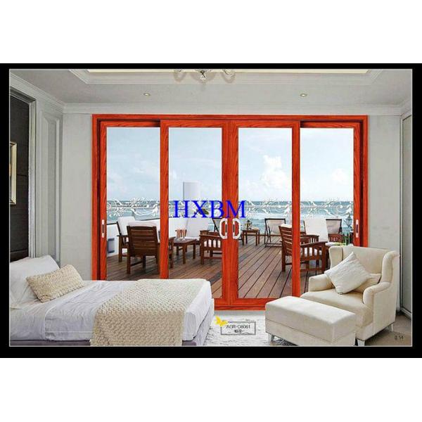 Energy Saving Bifold Sliding Doors Double Glazed Wood Grain For Highrise Building