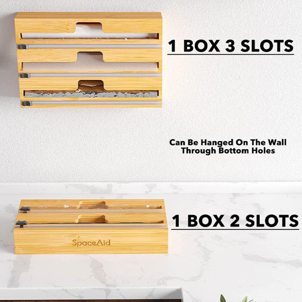 Многофункциональный прямоугольный бамбуковый пластиковый оберток диспенсер на стенке для вашей кухни
