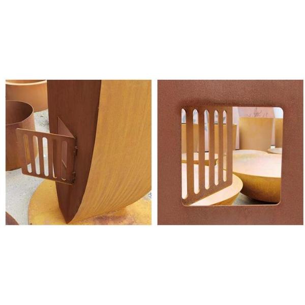 Большая скульптура хранения древесины формы каноэ стальной структуры Corten сада тонуть