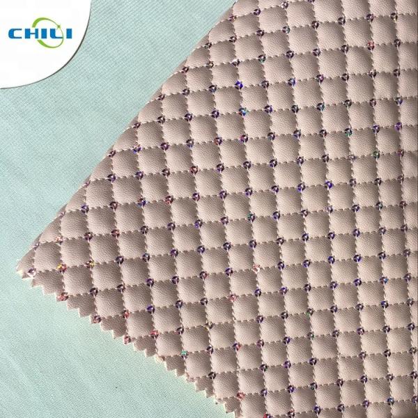 Thicker Padded Faux Leather Fabric Multi Layers Anti Mildew Elastic Mesh