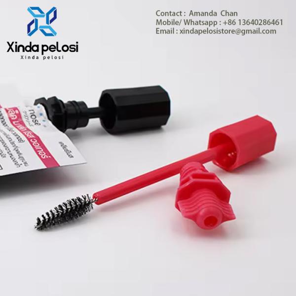 Embalagem cosmética portátil Mascara bolsas de stand up à venda com escovas de cílios moda