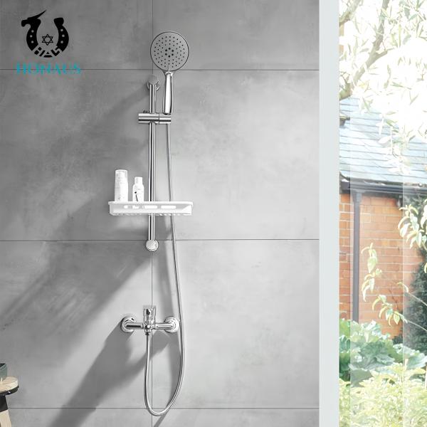 Multi Function Exposed Valve Showers Triple Handles Pressurized Spray Gun Brass Body