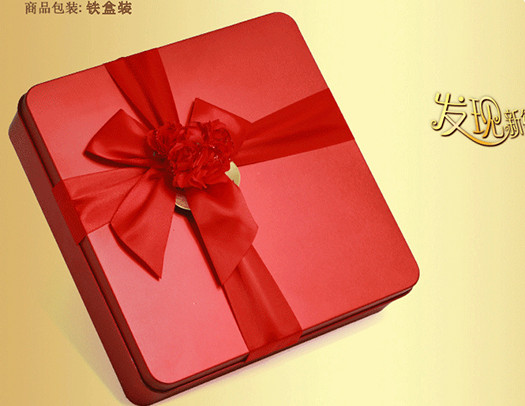 Red Custom Novelty Tea Tin Box Food Grade With Metalwire Lid / PS Window