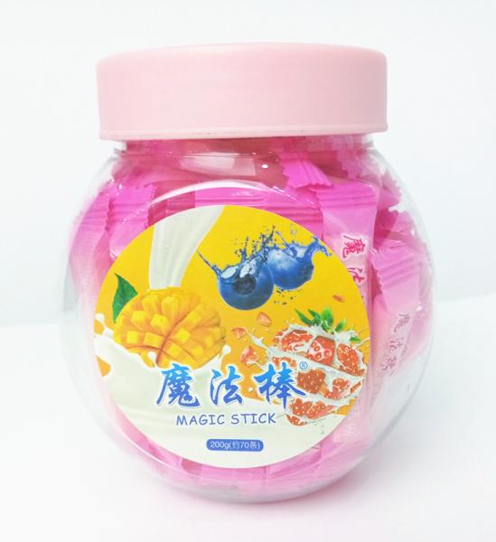Doces duros saudáveis da vara mágica cor-de-rosa, doces duros da morango 4g