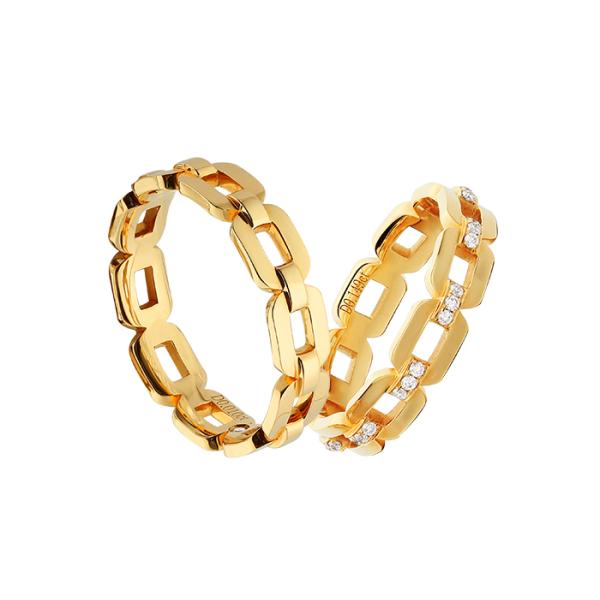 18k Gold Diamond Unique Chain OEM ODM Personalized Couple Rings