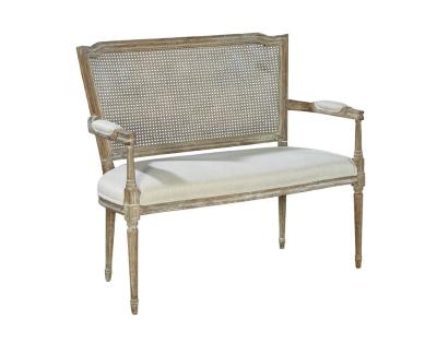 Event linen upholstery rattan back wedding sofa handcrafted wood frame with carved sofa furniture