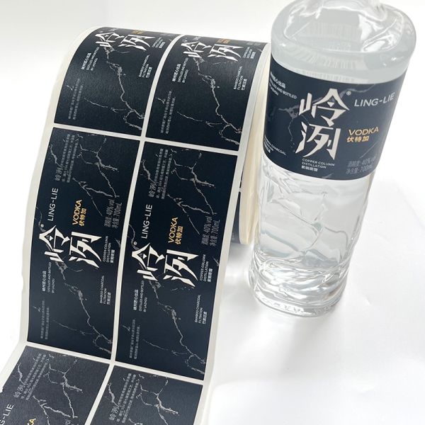 Luxury Printing Wine Bottle Vodka Packaging Label Gold Foil Stamping Rich
