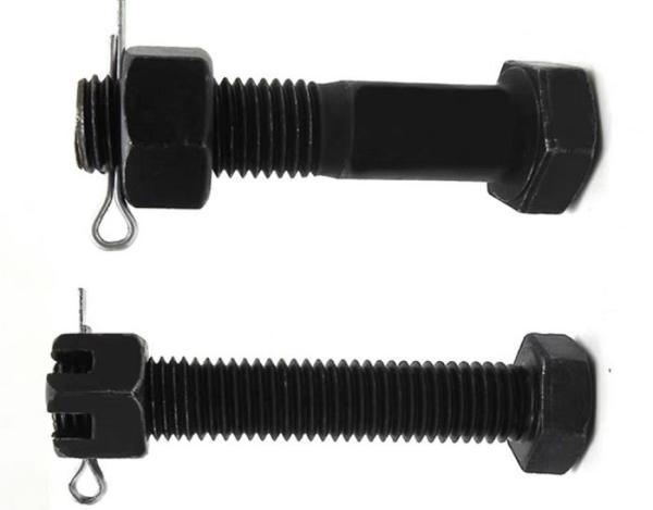 Black Hex Head Bolts With A Hole on the End of Shank Grade 8.8 &.10.9 Carbon Steel
