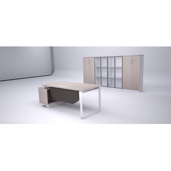Contemporary Office Manager Desk OEM / ODM With Fixed Extension Cabinet