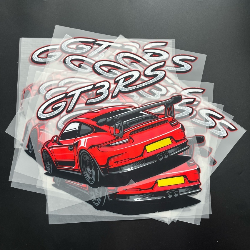 Porsche GT3RS Custom DTF Transfer - High Quality Iron On Sticker for T Shirts - Logo Printed Heat Press Design - Racing Car Enthusiast Apparel