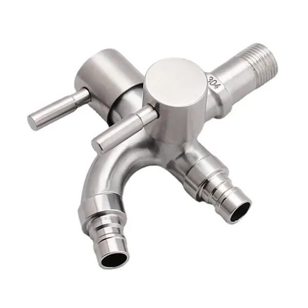 304 Stainless Steel Double Tap for Washing Machine in Bathroom G1/2 Multifunctional