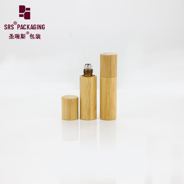 SRS Natural Bamboo Cosmetic Mini Perfume Amber Glass Roll On Bottle 5ml