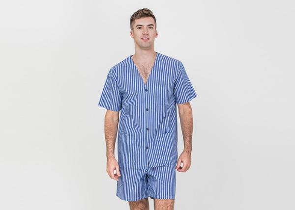 Comfy Mens Shorts Sleepwear V Neck , Anti Shrink Summer Mens T Shirt Pyjamas