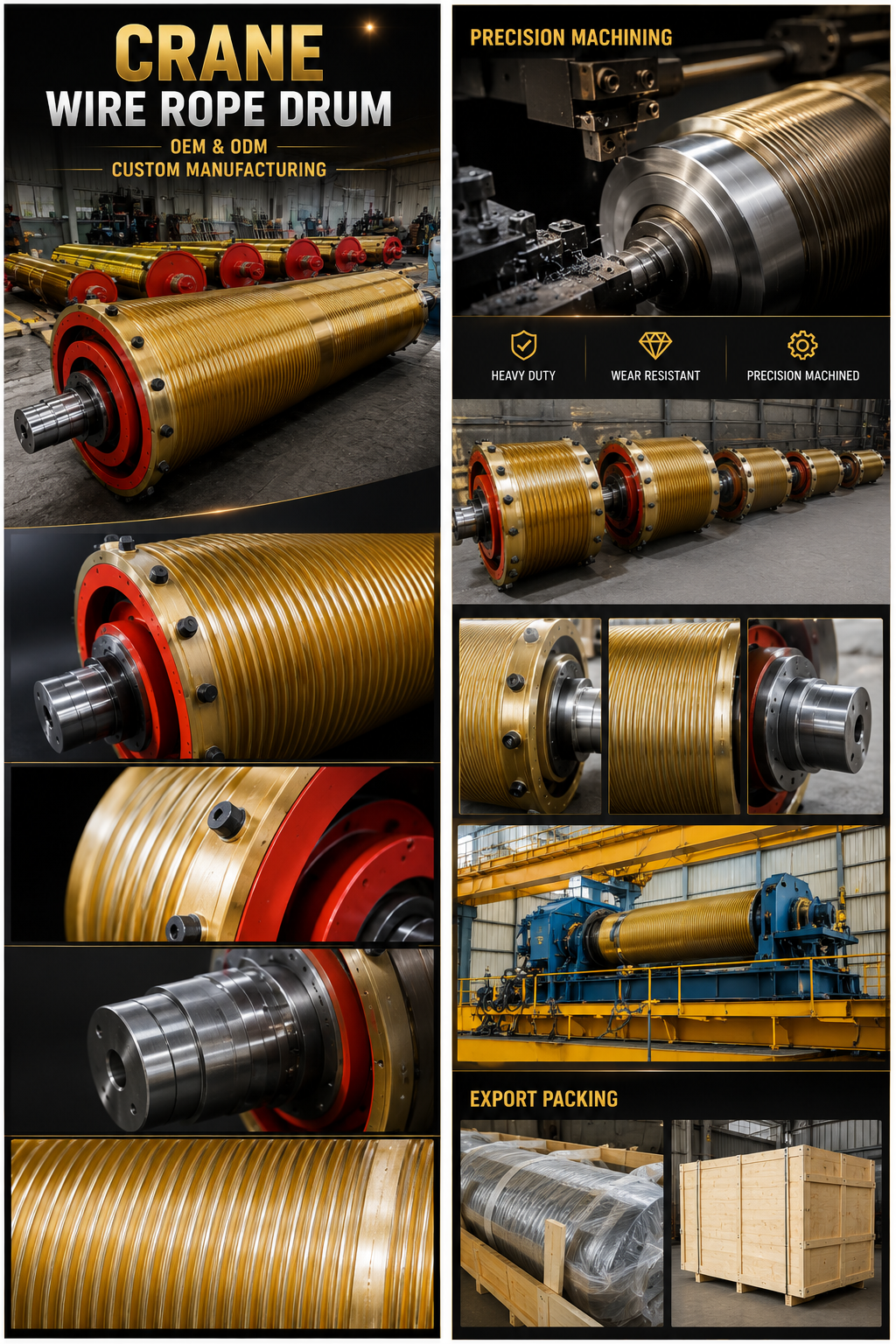 OEM Service Steel Drum Assembly with High Quality Bearings for Crane Crab