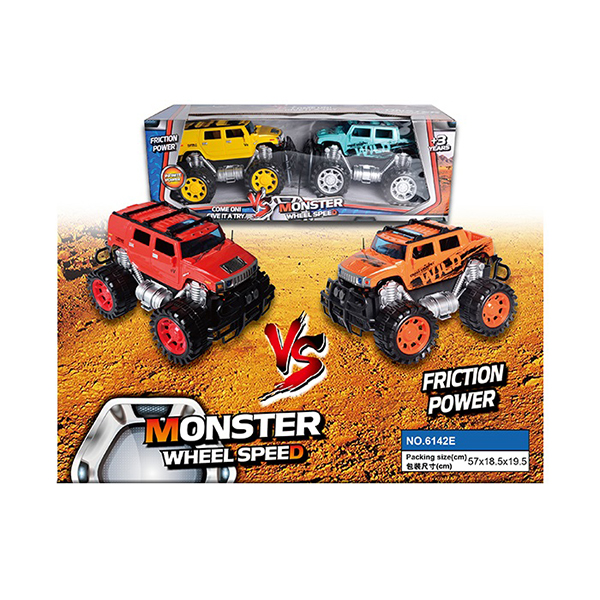 Kids 2 In 1 Friction Powered Toys Jeep Pickup Truck With Big Wheel Multicolor