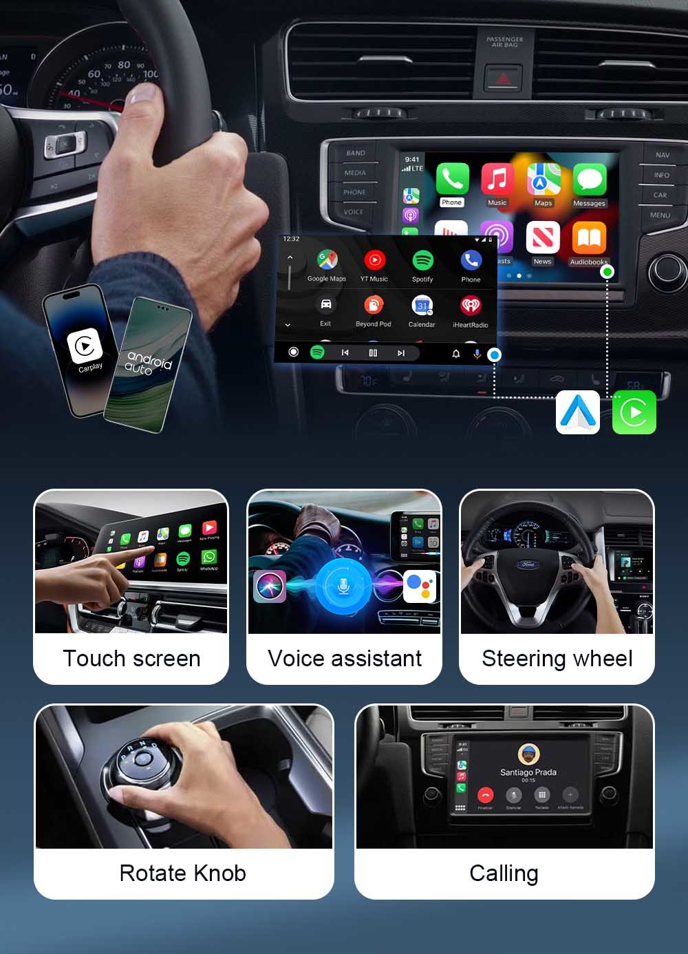 IHeylinkit Smart CarPlay Adapter Wireless USB Plug-in & Play Converts Wired Android Auto to Wireless