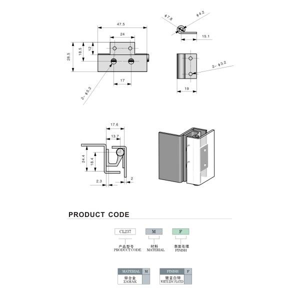Steel Plated 180 Degree Cabinet Hinge For Tool Box Furniture