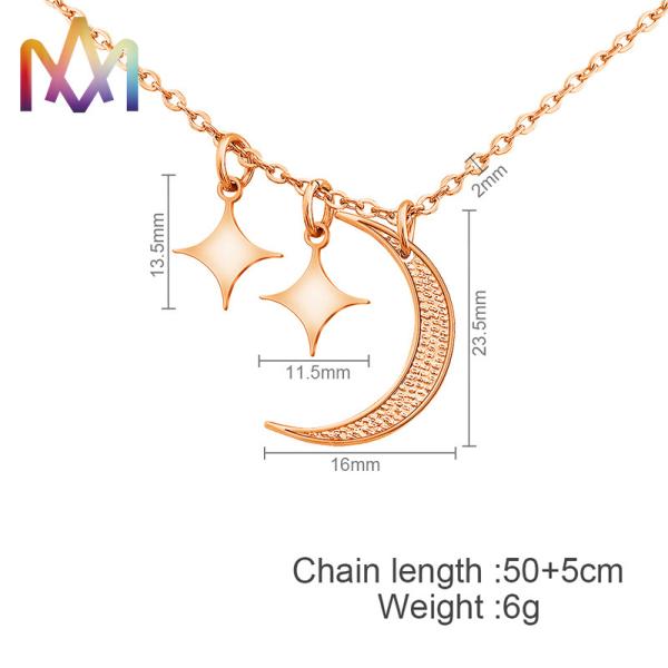 Boho Style Hypoallergenic Moon And Star Pendant Necklaces With 55CM Chain