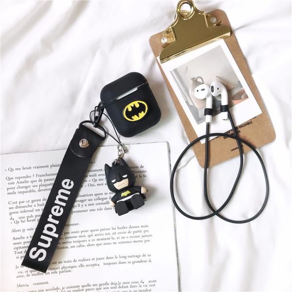 Black Silicone Airpods Case Anti Lost Cute Batman Shock Absorption