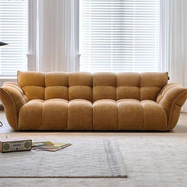 Lily Sofa Cream Style Modern Minimalist Designer Petal Light French Straight Row Living Room Fabric Sofa