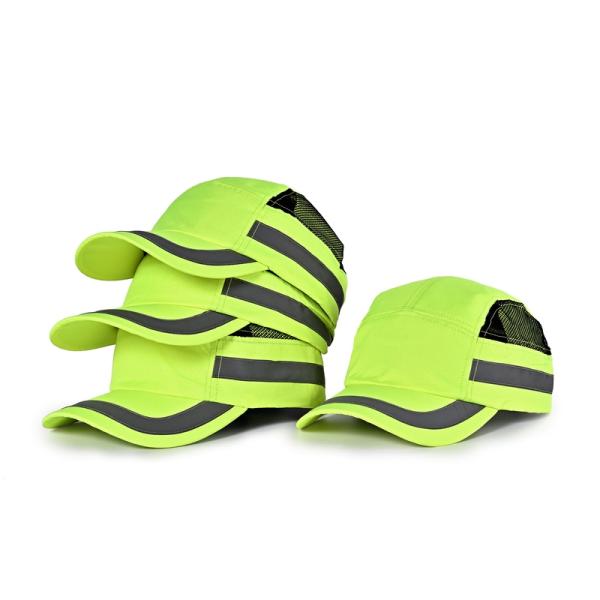 Adjustable CE EN812 Hi Vi Green Bump Cap 56cm 60cm Embroidery Logo