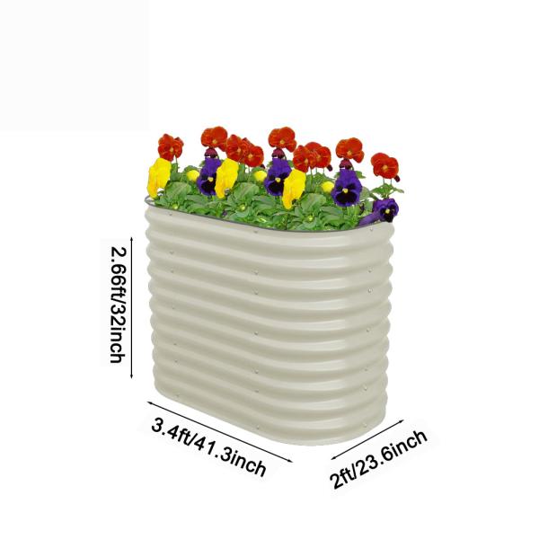 Planting Oval Galvanized Steel Raised Garden Bed Kit 32 Inch For Gardening Outdoor 3.4*2*1.4 Ft