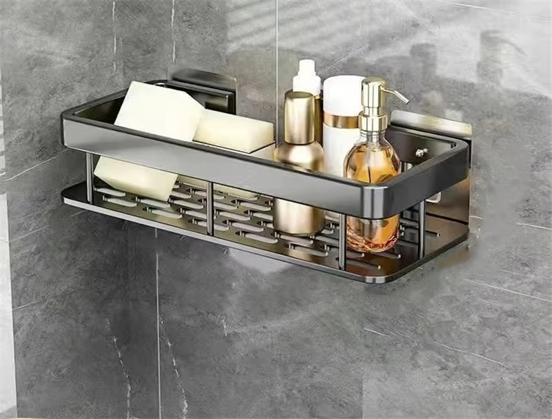 Factory OEM Wall Mounted Aluminum Shelves Floating Storage Rack for Bathroom Storage Kitchen Spice Rack Living Room Decor