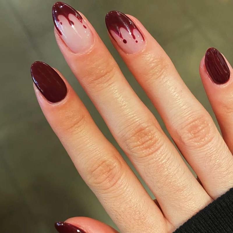 Wholesale Spooky Halloween Holiday False Nails Glossy Blood Drop Pattern