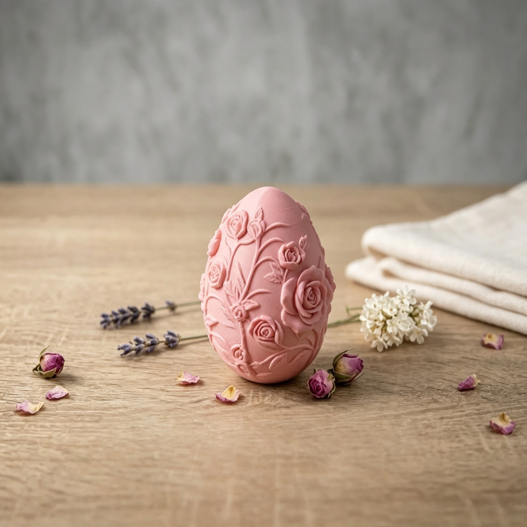 Table 3D Printed Arts Embossed Floral Easter Egg Sculpture Ornament