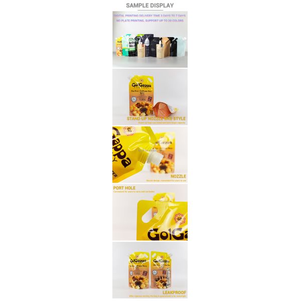 Custom-printed High-quality MOQ100pcs Stand-up Spout Pouches Large-capacity Liquid Packaging Bags