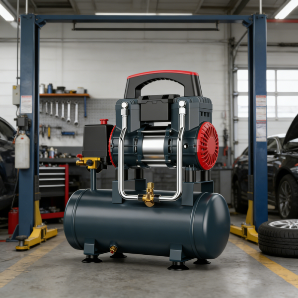 Electric Silent Oil-Free Piston Type Air Compressor with 160x340cm Tank 1100W Power 90L/min Airflow 0.8MPa Pressure