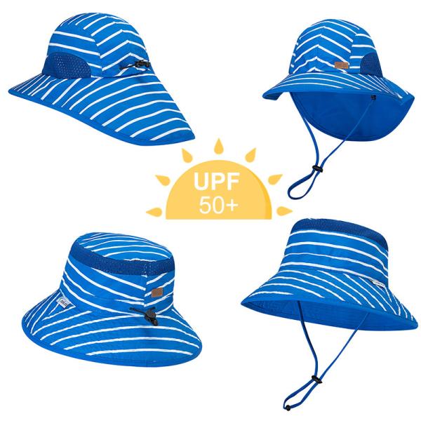 UV Resistant 50+ UPF Wide Brim Children'S Uv Sun Hats With Neck Flap 43cm 55cm