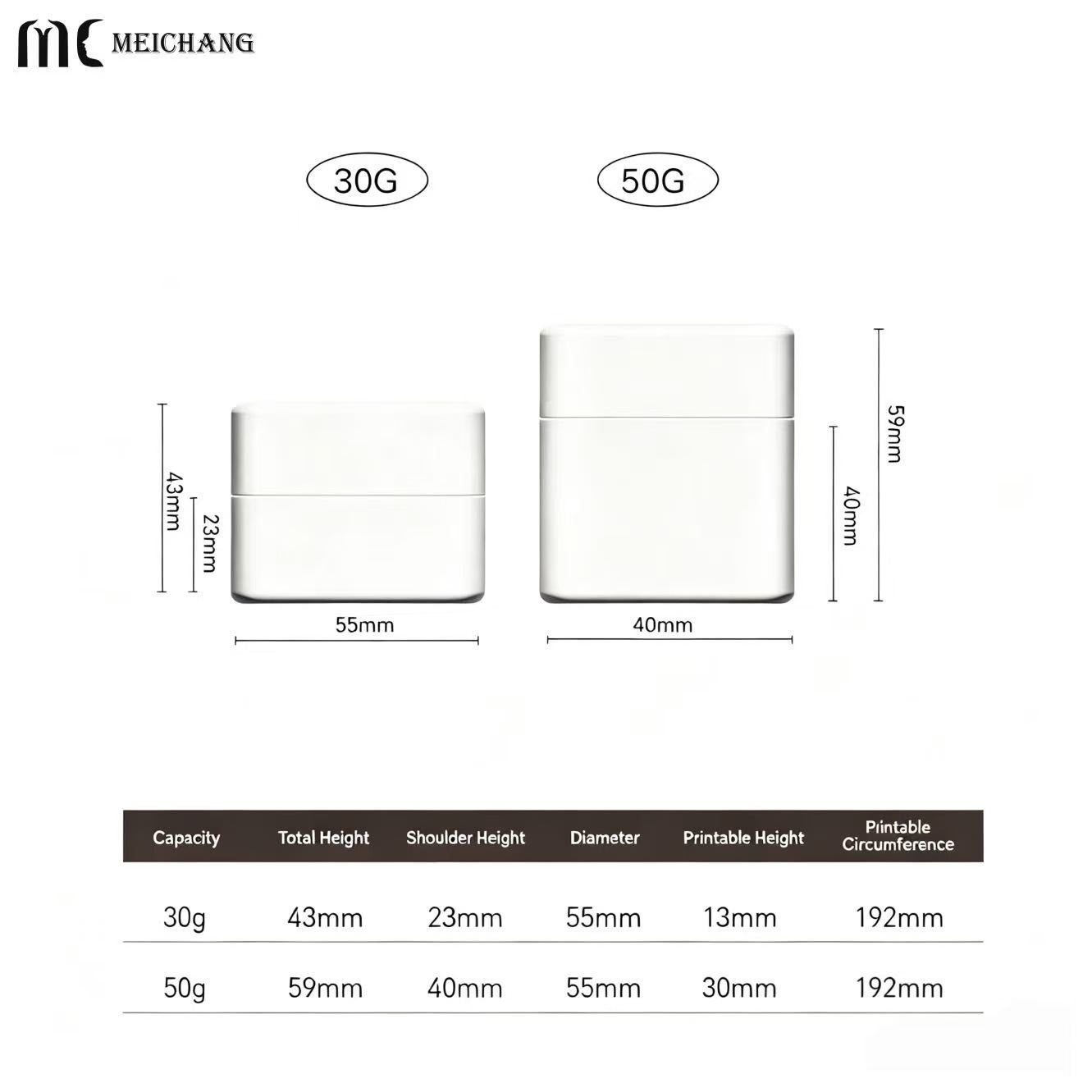 30g 50g Square PET Cream Jar with Wide Mouth(MC-P-567)
