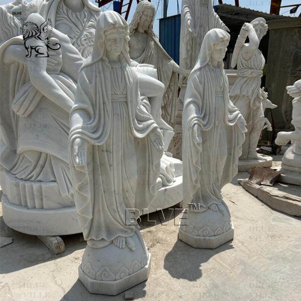 Virgin Mary Marble Statue Life Size White Natural Stone Virgin Maria Statues Religious Hand Carved
