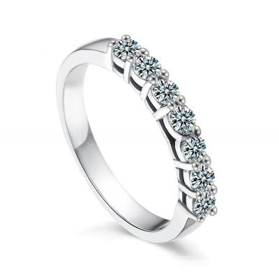 Round Cut 925 Sterling Silver Wedding Ring Moissanite Eternity Promise Ring For Woman