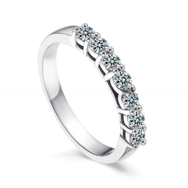 Round Cut 925 Sterling Silver Wedding Ring Moissanite Eternity Promise Ring For Woman