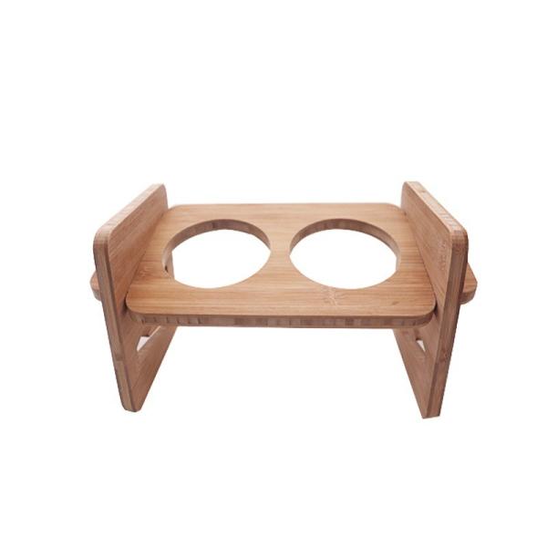 Proteger a coluna cervical fácil de limpar alimentador de cerâmica para animais de estimação com suporte de bambu ajustável
