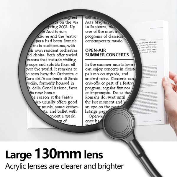 Detachable 3X+6X Illuminated Screen Magnifier Desk Lamp with Acrylic Lens for Reading