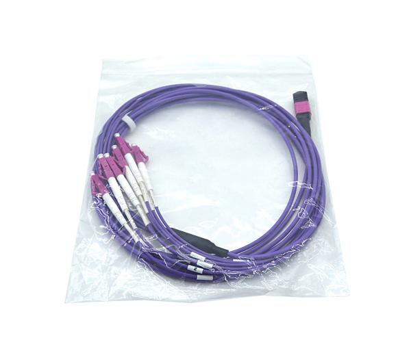 OM4 Multimode MTP MPO Cable To LC Breakout Fiber Patch Cord Cable 12 Cores