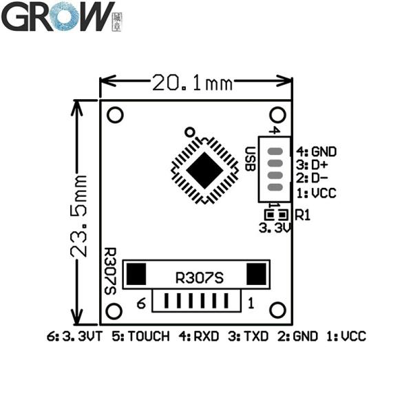 GROW R307S Дешевый 1000 емкости USB UART оптический датчик отпечатков пальцев для контроля доступа к двери