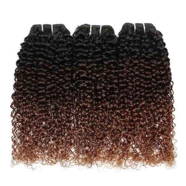 #T1B/4/30 Kinky Curly Remy Human Hair Bundles Sew In Weave Bundles Brazilian Bundle Deals
