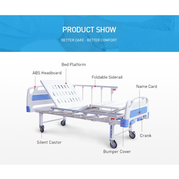 Anti-age Manual Hospital Beds Aluminum alloy side rails two cranks