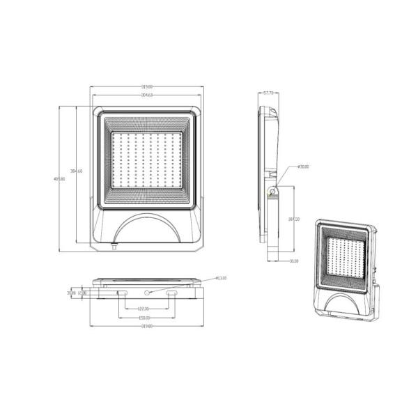 150w Waterproof Led Flood Lights Cb Driver With Slim Black Aluminum Housing
